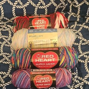 Red Heart Super Saver Multicolor And Mainstays Yarn Bundle